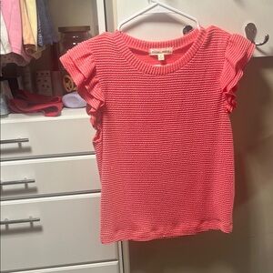 Moa Moa Coral Ruffle Sleeve Tee